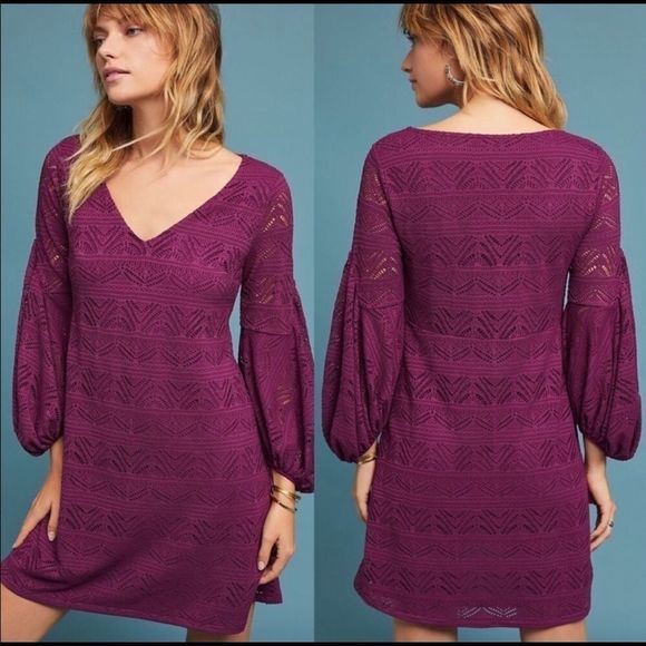 Maeve by Anthropologie eyelet dress purple xs - Picture 1 of 12